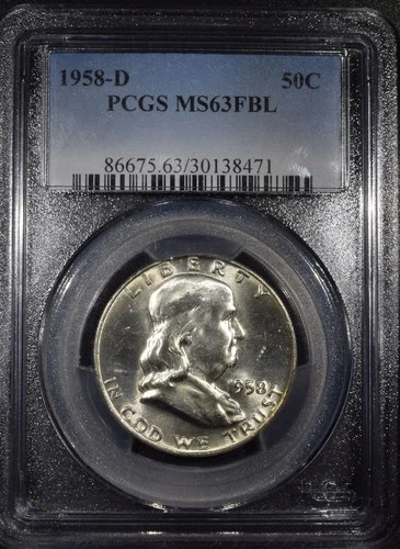 1958-D Franklin Half Dollar "PCGS MS63 FBL"