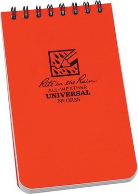 Rite in the Rain Top Spiral Writing All Weather Paper Orange Notebook - OR35