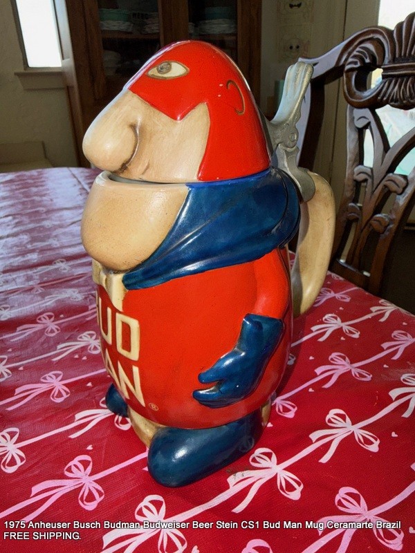 1975 Anheuser Busch Budman Budweiser Beer Stein CS1 Bud Man Mug