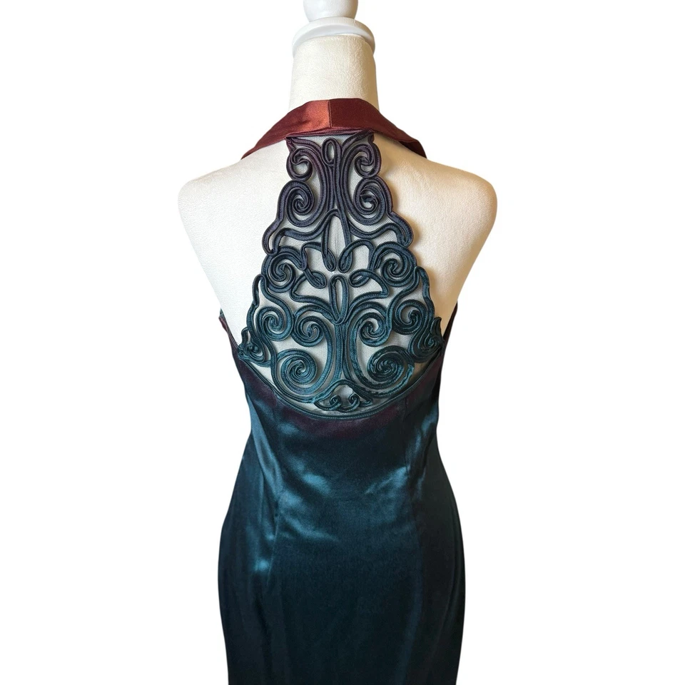 Vestido sin Mangas De Colección Gunne Sax Jessica McClintock Verde Encaje Satén Talla 9/10 Hada Ombre Foto 4 de 4