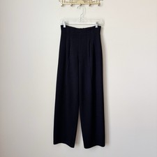 St. John Collection Black Pleated Santana Knit Pants Trousers Sz 2 Office Chic