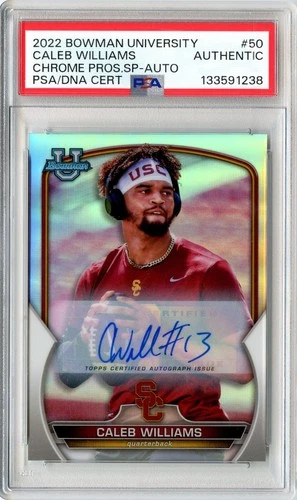 2022 Bowman University Caleb Williams SP VARIATION Rookie Auto #'D 1/25 PSA AUTH