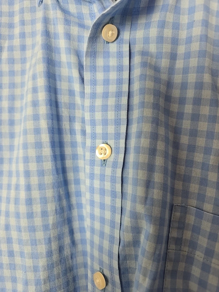 Camisa Stafford Easy Care Talla 16.5 34-35 Para Hombres Azul Cuadros Manga Larga Con Botones Foto 3 de 4