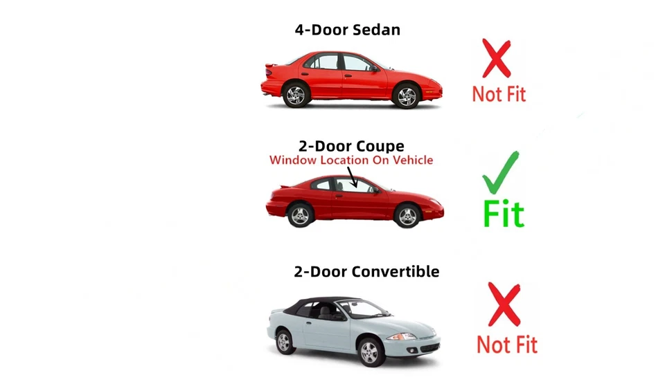 Se adapta a 95-05 Chevy Cavalier/Pontiac Sunfire 2 puertas pasajero puerta derecha ventana vidrio Foto 3 de 4