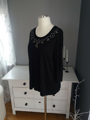 Atelier Creation schwarz T Shirt mit Glitzersteinchen  Gr 46   wie neu  Top Qua