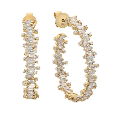 Creolen 3,00 kt Inside Out Baguette & Rundschliff Diamant 18 Karat Gelbgold