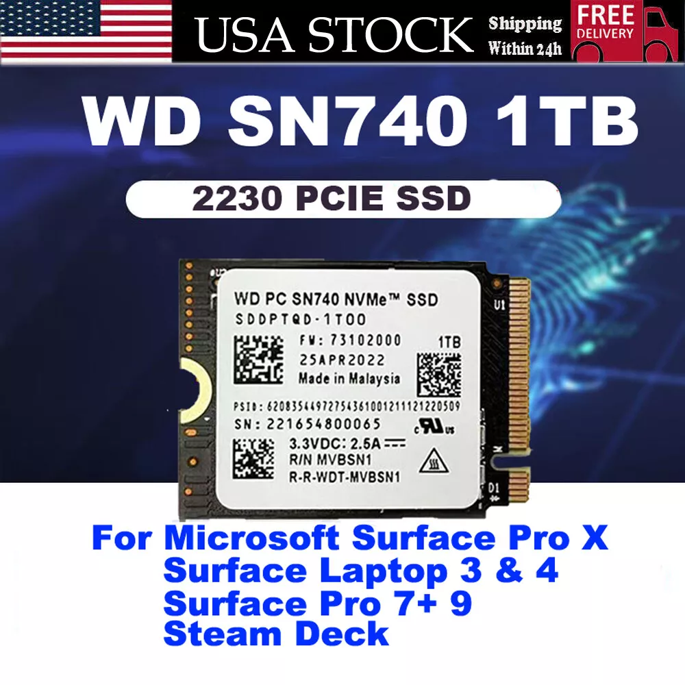 WD SN740 NVMe 1TB SSD M.2 2230 steamdeck5250MBs書き込み速度