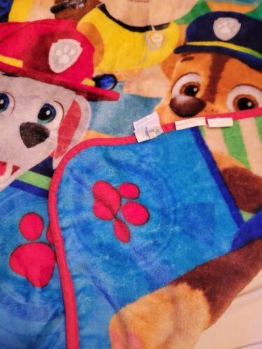 Paw Patrol Kids Fleece Throw Blanket Chase Marshall & Rubble 46" x 38" - Picture 2 of 5