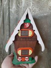 Vintage Folk Art Handpainted Wood Gingerbread House Christmas Xmas Decoration