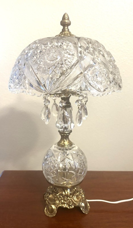 Loevsky & Loevsky White Metal Castings Crystal Teardrop Bedroom Lamp