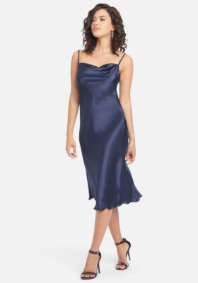 satin cowl neck slip midi dress Pinch Slip Dress - Black Satin Slip Dress - Cowl Neck Slip Dress