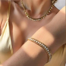 Gold vermeil CZ Adjustable tennis Chain bracelet women waterproof tarnish free