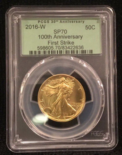 2016-W 1/2 oz Gold Walking Liberty 100th Anniversary PCGS SP70 FS With OGP & COI - Picture 4 of 9