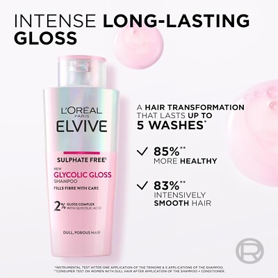 L'Oreal Paris Elvive Glykol Gloss Shampoo, Glänzend Komplex Und Glykolsäure 200