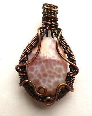 Artisan Made Antiqued Copper Ornate Wrap with Himalayan Salt Opal OOAK