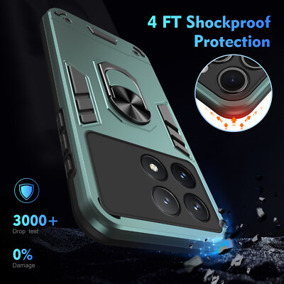 For Xiaomi Poco X6 Pro, Luxury Hybrid  Ring Holder Dual Layer Case Cover