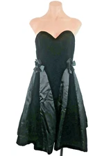 VICTOR COSTA VTG 80s Velvet Sweetheart Bubble Skirt Black Dress Party Evening 4