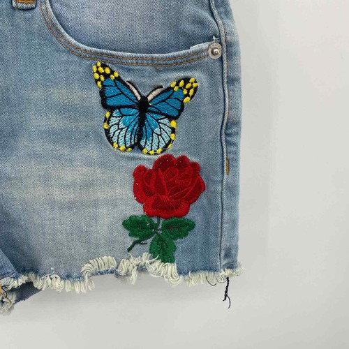 Hudson Cut-off Denim Shorts Girls 12 Blue Embroidered Butterfly Flower - Picture 2 of 6