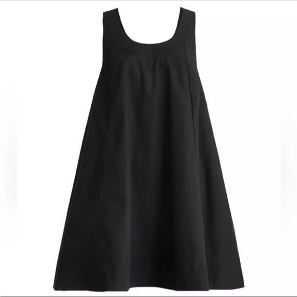J. Crew Women's Scoup Neck Poplin Shift Dress Black Flare Cotton Size S NWT