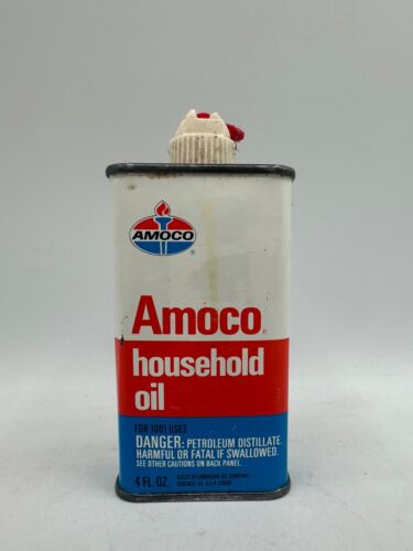 Amoco Household Oil Can - Vintage Discontinued Advertising Half Full - Metal