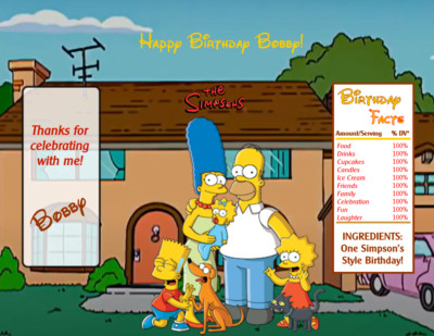 Simpsons Birthday Party Favor Chip Bag Water Bottle Labels