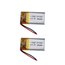 2pcs 3.7V 60mAh 0.222Wh Polymer Li Battery 271221 Li-ion For Bluetooth Speaker