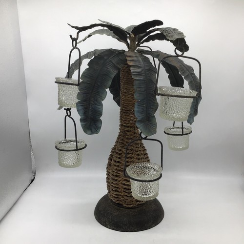 Vintage Decorative Palm Tree Candelabra Metal/Wicker Candle Holder/Tea Lights