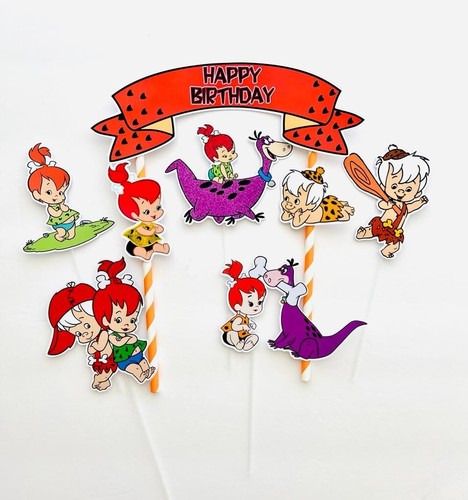 Personalized The Pebbles and Bamm-Bamm Themed Cake Topper - Picture 2 of 2
