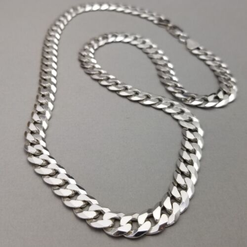 Solid Sterling Silver Curb Chain Necklace Heavy 45.6g Hallmarked 51cm (20") - Picture 1 of 12