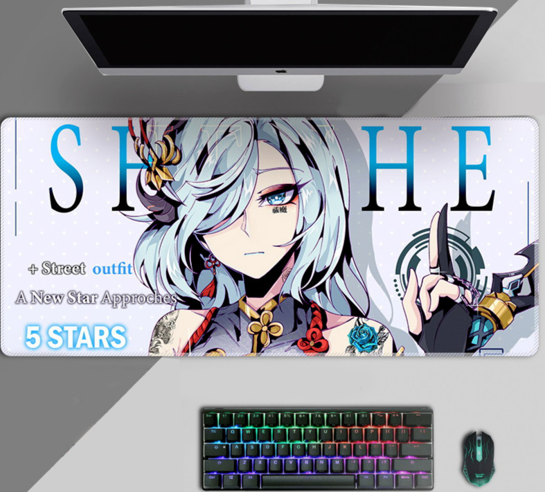 gaming mouse pad, large mat with non-slip base Genshin Impact Shenhe #01-image
