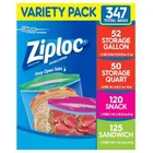 Ziploc Double Zipper Snack Sandwich Freezer Variety 347 Bags Food Quart Gallon