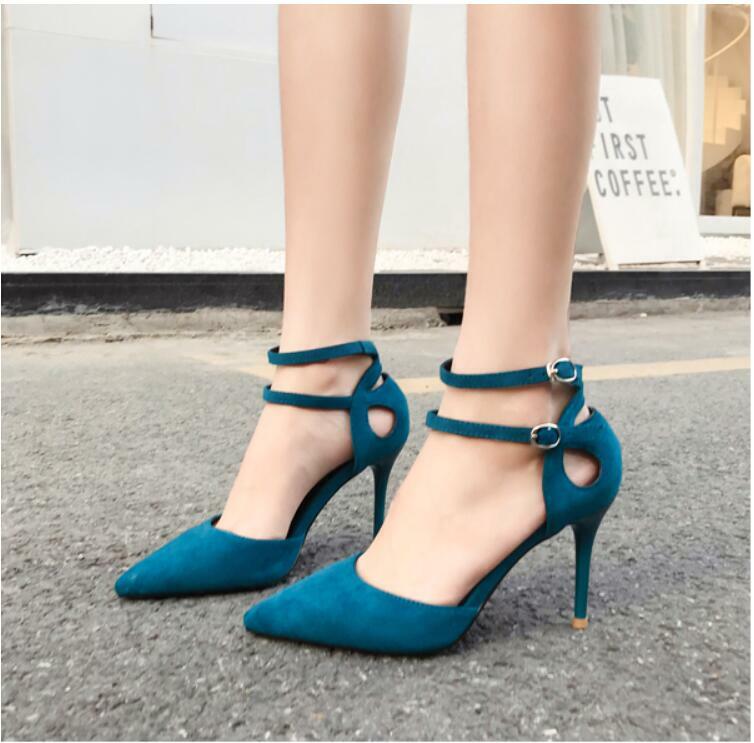Womens Spring Summer Solid Stiletto Heels Pointy Toe Ankle Strap Pumps shoes Hot Womens Spring Summer Solid Stiletto Heels Pointy Toe Ankle Strap Pumps shoes Hot