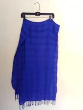 Joe Boxer Women's Blue Plaid Pattern Rectangle Scarf Size 21" x 73"