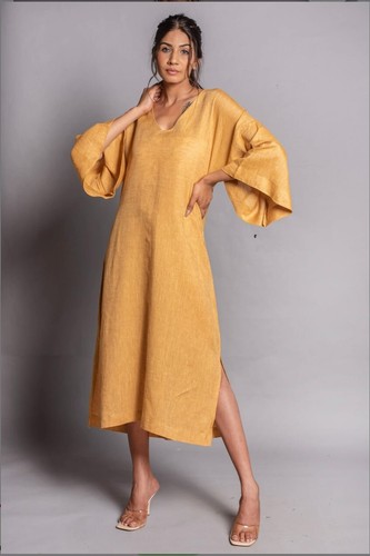Linen Midi Dress, S/M, New with tags