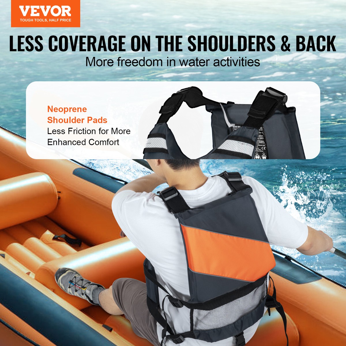 VEVOR Watersports Life Vest PFD 85N Buoyancy Life Jacket for