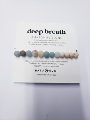BATU SUCI Deep Breath Diffuser Bracelet  AMAZONITE STONE  6.0 inches - 7.0 inch