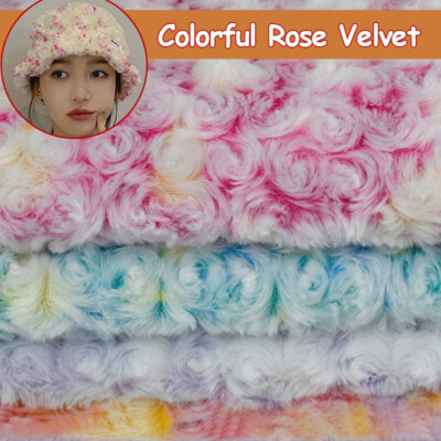 3D Flowers Tie Dyed Rose Velvet Fabric Colorful Plush Rose DIY Toy Pillow  Crafts