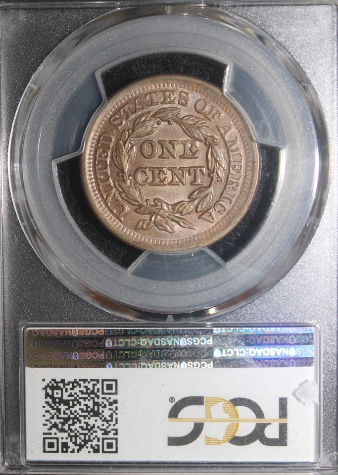 1851 MS64BN Braided Hair Large Cent, PCGS 34415068, CAC - Image 4 of 4