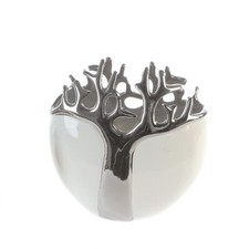 Gilde Vase Tree weiss/silber mit silbernen Baumdesign aus Keramik Höhe ca. 21cm