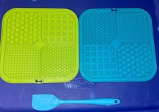 2 - PIECE LICKING MAT Blue, Green FOR DOGS AND CATS, INTERACTIVE, SLOW FEEDER
