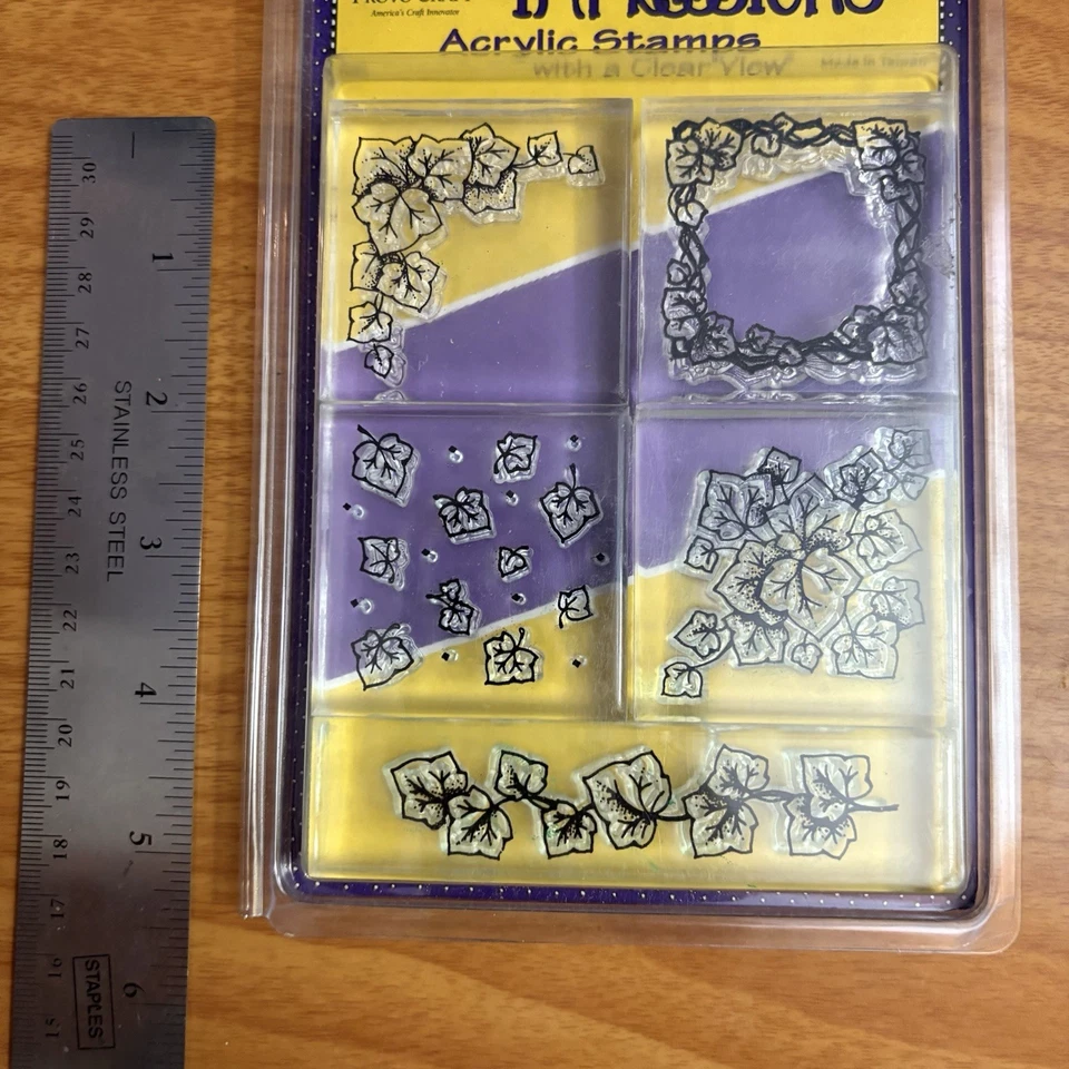 Juego de 5 estampillas acrílicas impresiones transparentes de vid y hojas de hiedra + estampilla de espuma adicional Foto 3 de 4