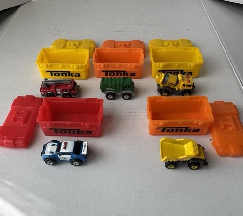 TONKA Mini Micro Vehicles Trucks In Tool Box Metal Lot Of 5