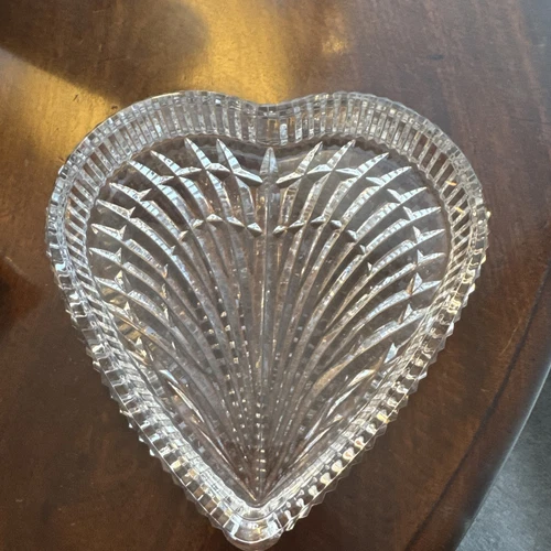 Waterford Vintage Crystal Heart Shape Candy Trinket Dish7.5" Sparkles!