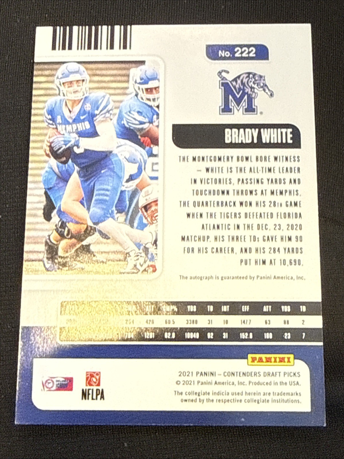 Brady White Auto 2021 Panini Contenders Draft Picks College Ticket Autograph 222 view 3