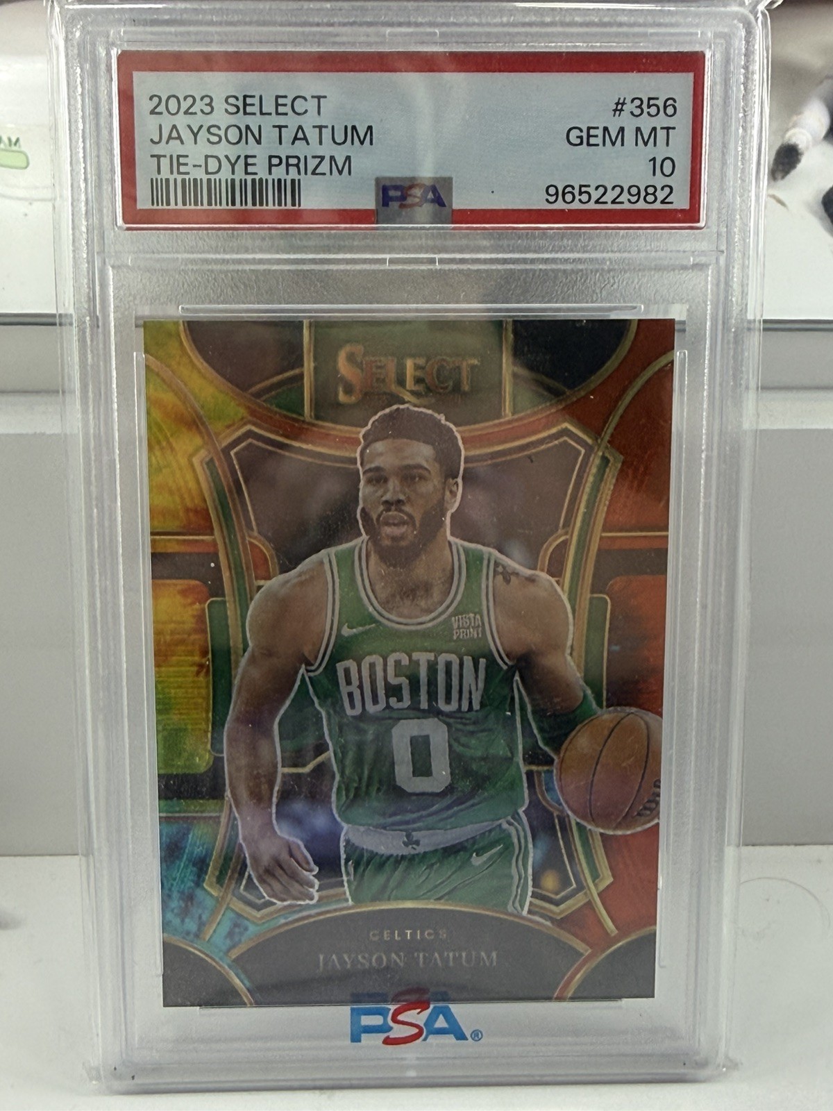 2023-24 Panini Select - Mezzanine Level Jayson Tatum Tie-Dye Prizm /25 PSA 10