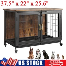 Large Heavy Duty Dog Crate Wooden Kennel Cage with Tray End Table Pet Furniture