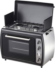 Twin Hob & Double Shelf Oven with Built-in Thermometer, Simple Dial Operation