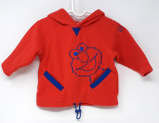 Elmo Fleece Pullover Hoodie Sesame Street Y2K Pockets Red Blue Toddler 12 Mos