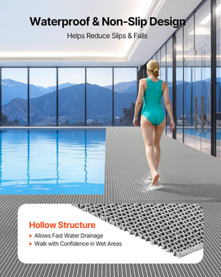 VEVOR Drainage Mat, 3 x 10 ft, PVC Non Slip Commercial Floor Mat, Wet Area Water