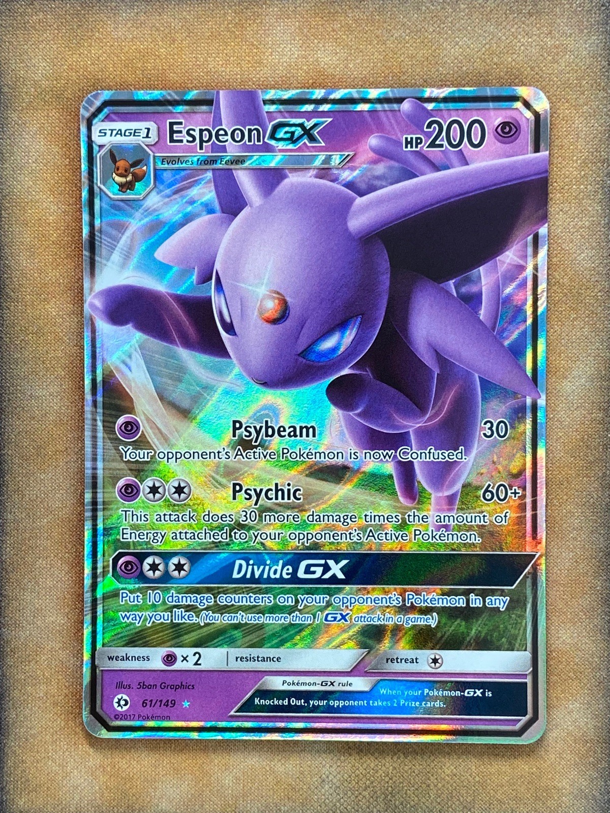 Pokemon Espeon GX 61/149 Sun & Moon Base Set Ultra Rare Holo NM